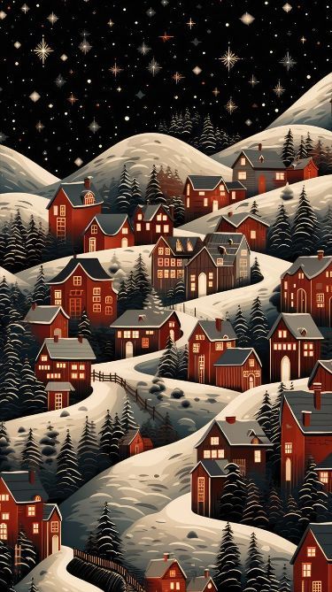 Magic Iphone Wallpaper, Cozy Village, Iconic Paintings, Whimsical Art Paintings, Village Christmas, Miniature Models, Halloween Facts, Christmas Wallpapers, Winter Illustration