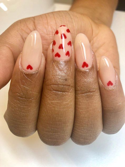 Valentines Day Nails Natural, Conversation Heart Nails, Valintens Nail Ideas, Nail Design Winter, Feb Nails, Hearts Nail Art, Nail Art Heart, Shellac Nail Designs, Real Nails