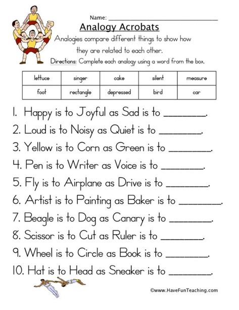 English Analogies - Have Fun Teaching Analogy Worksheet, Analogies Worksheet, Analogies Activities, Word Analogies, Elementary Worksheets, Three Letter Words, Secondary English, Teaching Vocabulary, Have Fun Teaching