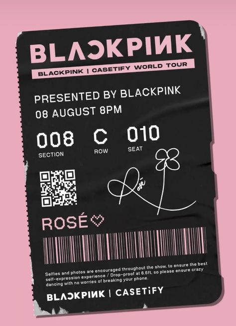 Blackpink Ticket Concert, Idol Card Design, Blackpink Ticket, Blackpink Ticket Sticker, Easy Doodles Drawings Simple, Poster Drawing Ideas, Ticket Drawing, Pink Tickets, Preppy Phone Case