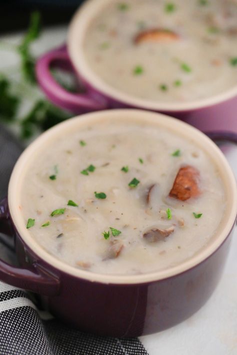 Cream of Mushroom Soup is a classic soup made with cream, mushrooms, and many herbs. Learn how to cook it at home, to enjoy anytime you want it. #soup #souprecipes #creamofmushroomsoup #easyrecipe #sweetandsavorymeals Mushroom Soup Recipe, Chicken Wild Rice Soup, Mushroom Soup Recipes, Savory Meals, Cream Of Mushroom Soup, Best Soup Recipes, Cream Of Mushroom, Panera Bread, Bacon Wrapped Chicken