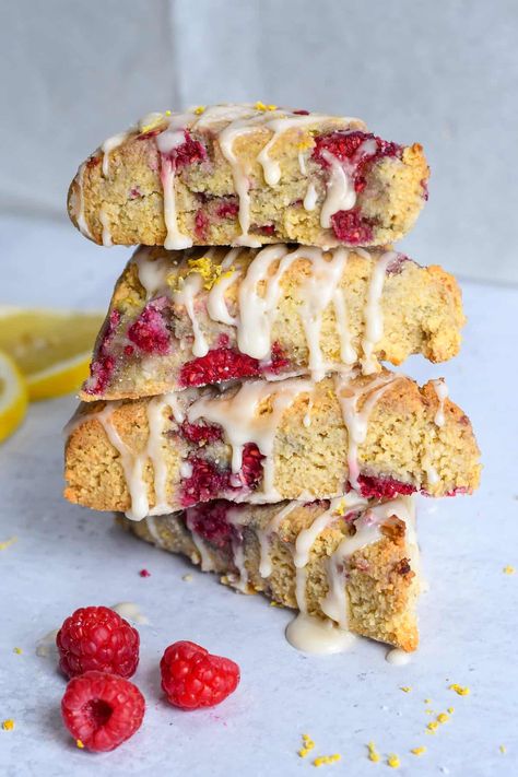 Raspberry Lemon Scones (Paleo Gluten Free) | Eat Well Enjoy Life Almond Flour Raspberry Scones, Gluten Free Raspberry Scones, Raspberry Lemon Scones, Almond Flour Scones, Gluten Free Protein Muffins, Paleo Scones, Mini Scones, Raspberry Scones, Paleo Muffins