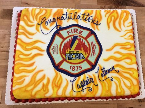 Fire Fighter Sheet Cake Firefighter Sheet Cake, Cake For Firefighter, Easy Firefighter Cake, Fire Dept Cake Ideas, Fire Fighter Theme Cake, Firefighter Birthday Cakes, Fireman Decor, Fire Fighter Cake, Fire Cake