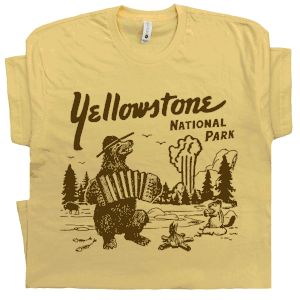 National Park Shirts, Yellowstone T Shirts, National Park Shirt, Camping Tee, Vintage Camping, Yellow T Shirt, Yellowstone National Park, Funny T Shirt, T Shirt Funny