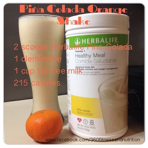 Herbalife  Piña Colada Orange Shake #Nutrish_360fitnessandnutrition www.facebook.com/360fitnessandnutrition Pina Colada Shake, Herbalife Diet Plan, Heathy Smoothies, Herbal Life Shakes, Herbalife Meal Plan, Herbalife Diet, Health Shakes, Yummy Protein Shakes, Herbalife Nutrition Club