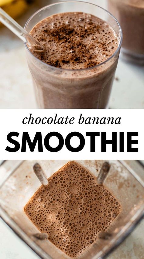 This ultra-creamy Chocolate Banana Smoothie is quick and easy to make with wholesome ingredients, like frozen bananas and cocoa powder. It’s a simple breakfast or snack that tastes like dessert! Chocolate Peanut Butter Dessert, Healthy Peanut Butter Recipes, Peanut Butter Dessert, Peanut Butter Recipe, Healthy Chocolate Banana, Chocolate Smoothie Recipes, Chocolate Banana Smoothie, Simple Snacks, Chocolate Peanut Butter Desserts