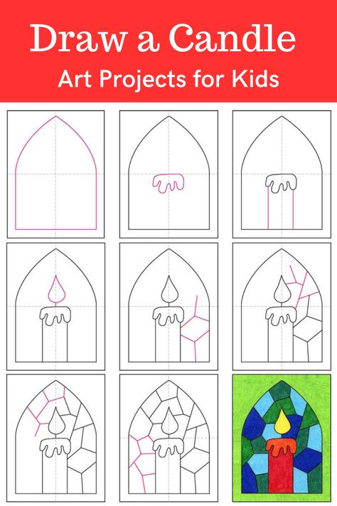 Learn how to draw a candle with an easy step-by-step PDF tutorial. #howtodraw #tutorial #drawing #drawingtutorial #arttutorial #artprojectsforkids #howtodrawforkids #candle #candledrawing Candle Drawing Tutorial, Drawing Candles Art, How To Draw Candles, Candle Drawing For Kids, How To Draw A Candle, Candle Drawing Simple, Candle Art Project For Kids, Candle Art Drawing, Candle Coloring Page