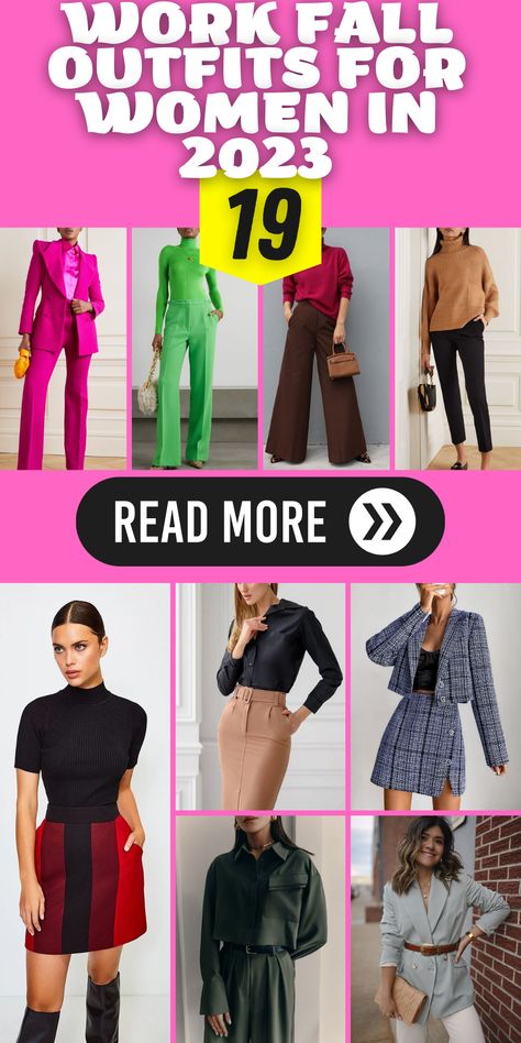 Professional Work Outfits for Women 2023: Chic and On-Trend Stay chic and on-trend with professional work outfits for women in 2023. Our collection features stylish options that combine sophistication with the latest fashion trends. From statement blouses paired with trousers to fashionable dresses paired with boots, our outfits will make you stand out in the office. Work Fall Outfits, Statement Blouses, Fall Outfit Ideas For Women, Comfortable Work Clothes, Chic Work Outfit, Professional Work Outfit, Tailored Jumpsuit, Fashionable Dresses, Stylish Fall Outfits