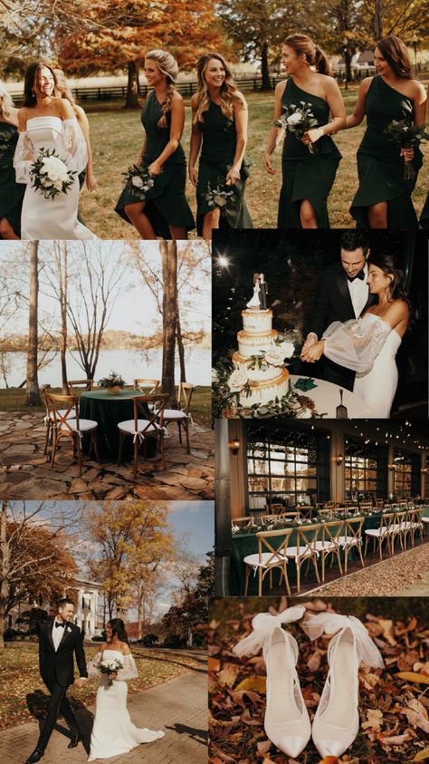 Rustic chic fall wedding color mood board for Jess and Ben Higgin’s luxury wedding at one of the best Tennessee wedding venues, The Estate at Cherokee Dock. We chose a forest green and champagne fall wedding color palette, rustic wedding décor, and a rustic white bridal bouquet for their dream November wedding. Click through for the November luxury wedding décor and fall wedding ideas. We offer luxury weddings in Nashville & worldwide. Rustic fall wedding tablescapes, November wedding aesthetic Fall Lodge Wedding, Modern Rustic Wedding Theme, Champagne Fall Wedding, Western Winter Wedding, Fall Wedding Bridal Party, Western Theme Wedding, Color Mood Board, Fall Wedding Tablescapes, Chic Fall Wedding