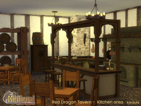 Sims 4 Medieval House, Ts4 Medieval, Sims 4 Medieval, Sims 4 Decades Challenge, Sims Medieval, Sims 4 Kitchen, Sims 4 Challenges, Medieval Furniture, Medieval Houses