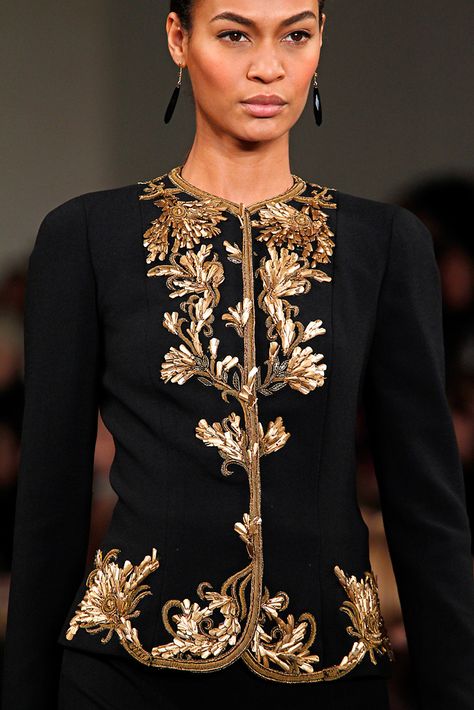 Black & Gold, Ralph Lauren Collection, Baroque Embellishment, Ralph Lauren, Fall 2012 RTW,  Embroidered Jacket, Lady, Woman, Girl, Fashion, Glamour, Style, Luxury, Chic Paris 6, Ralph Lauren Fall, Lingerie Plus Size, Hot Lingerie, Embellished Jacket, Couture Details, Looks Street Style, Embroidery Fashion, Embroidered Jacket