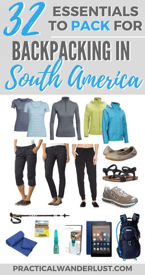 What to pack for backpacking in South America. 32 tried & tested travel great essentials, plus tips, tricks, and recommendations for travel in South America including Colombia, Ecuador, Peru, Chile, and Argentina! Backpack South America, Travel Ecuador, Beginner Backpacking, Peru Trip, Backpacking Essentials, Backpacking South America, Inca Trail, Ecuador Travel, Central America Travel