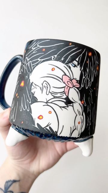 Summer Whiteside on Instagram: "I thought you guys would like this audio💖😝💕 #pottery #ghibli #studioghibli #howlsmovingcastle #howlandsophie #ghibliart #art #anime #ceramicart #ghiblilove #howlpendragon #painting" Ceramic Anime Art, Howls Moving Castle Pottery Painting, Naruto Pottery, Ghibli Ceramic Art, Anime Pottery Painting Ideas, Howls Moving Castle Ceramic, Studio Ghibli Pottery Painting, Ghibli Pottery Painting, Studio Ghibli Ceramics