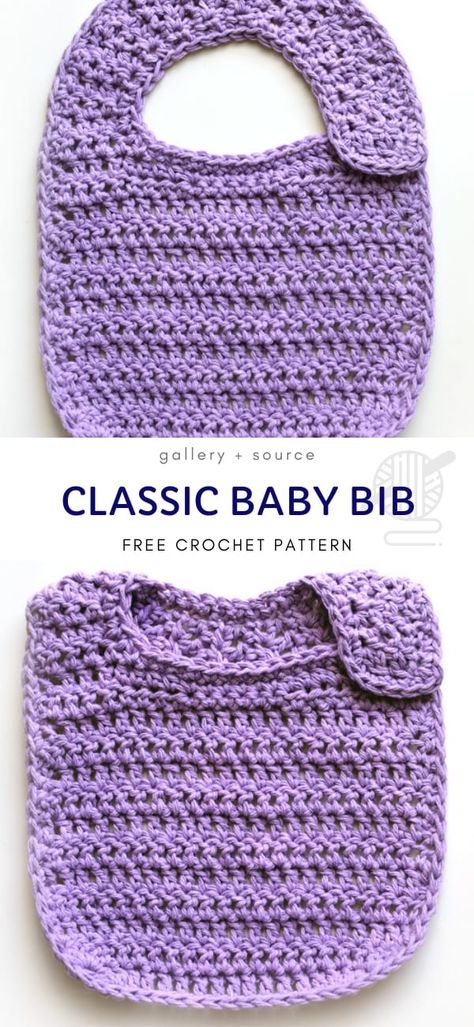 Classic Baby Bib Free Crochet Pattern Baby Crochet Clothes Patterns Free, Crochet Bibs Free Pattern, Crochet Baby Stuff, Crochet Baby Clothes Free Patterns, Free Baby Crochet Patterns, Baby Bibs Patterns Free, Crochet Bibs, Crochet Baby Bibs, Crochet Bib