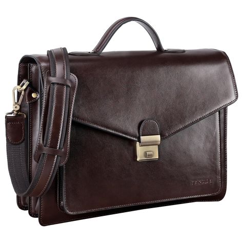 PRICES MAY VARY. Vintage Color Gradient Leather Briefcase for Men: It is a retro brown men's briefcase made of imported leather,rust-proof zinc alloy hardware and durable polycotton twill lining. Please note this men leather briefcase has coffee color leather and wear-resistant edge paint to create a vintage and stylish look. Professional Leather Work Bag for Men: 3 separate compartments are designed to hold daily items such as 14 inch laptop, A4 files,books,wallets,cellphone,etc. So, it is also Work Conference, Mens Briefcase, Men Briefcase, Men's Briefcase, Vintage Briefcase, Brief Case, Leather Work Bag, Business Laptop Bag, Business Briefcase