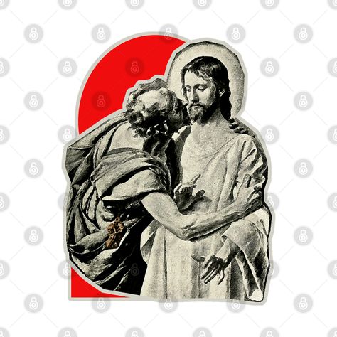 Check out this awesome 'Judas%27+traitorous+kiss+in+Jesus+Christ' design on @TeePublic! Kiss Tattoos, Jesus Tattoo, Mountain Goat, Last Supper, Kids Magnets, Cool Walls, Phone Case Stickers, Baseball Tshirts, Jesus Christ