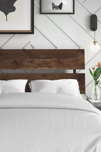 wooden slat headboard Slipcovered Headboard, Plank Headboard, Slat Headboard, Floating Headboard, Creative Headboard, Farmhouse Headboard, Simple Headboard, Matching Nightstands, Headboard Ideas