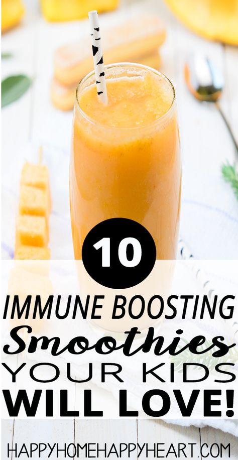 Looking for a way to boost your immune system? These immune boosting smoothies will keep you healthy & they taste good too! Your kiddos will love them! #Smoothie #SmoothieRecipe #ImmuneBooster #HealthyRecipe #HealthyLiving Immune Boosting Smoothie Recipes, Immunity Smoothie, Kids Immune System, Immune Boosting Smoothie, Immune Boosting Foods, Immune System Boosters, Smoothies For Kids, Boost Your Immune System, Boost Immune System