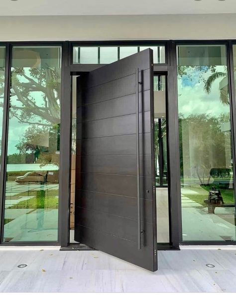 Modern Pivot Door, Pivot Doors Entry, Door Texture, Impact Doors, Modern Entrance Door, Modern Exterior Doors, Iron Entry Doors, Contemporary Front Doors, Pivot Door