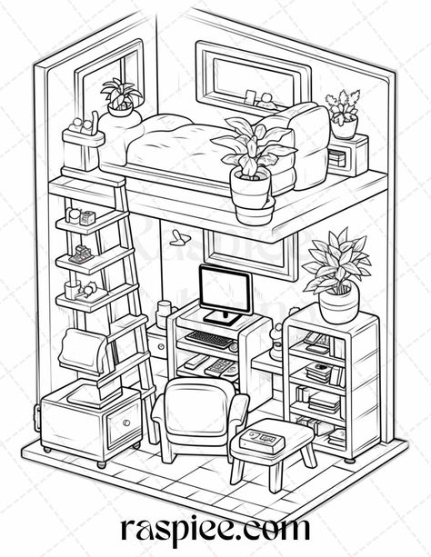 40 Pocket Room Coloring Pages Printable for Adults Kids, PDF File Instant Download coloringcomunity #coloringbookartist🌌 Pocket Room Coloring Pages, Coloring Pages Room, Interior Coloring Pages, Room Coloring Pages, Shop Coloring Pages, Cupcake Coloring Pages, Tattoo Coloring Book, House Colouring Pages, صفحات التلوين