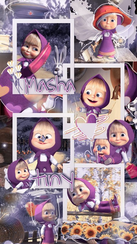 Marsha And The Bear Aesthetic, Masha And The Bear Cute, Masha And The Bear Aesthetic, Masha Wallpaper, Marsha And The Bear, Wallpaper Iphone Love, Birthday Collage, Mickey Mouse Wallpaper, Masha And The Bear