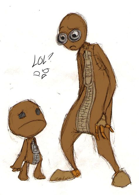 9 and Sackboy by Zeakari Little Big Planet Sackboy, Burlap Art, Little Big Planet, My God, Oh My, To Draw, Burlap, Deviantart, Art