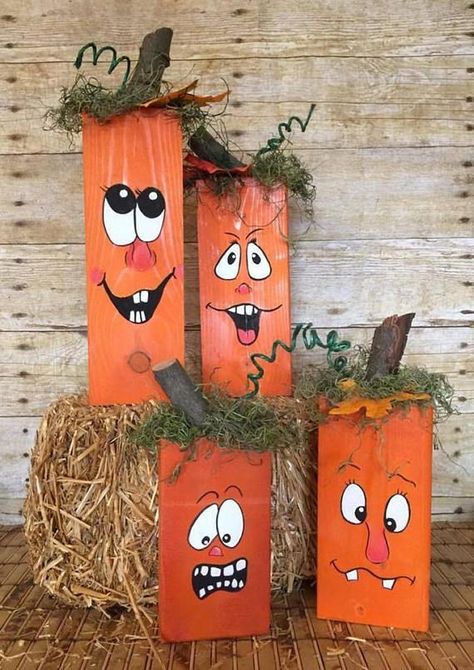 Halloween Pallet, Halloween Living Room, Fall Wood Crafts, Fall Pumpkin Crafts, Halloween Wood Crafts, Pallet Boards, Diy Halloween Decor, Adornos Halloween, Wooden Pumpkins