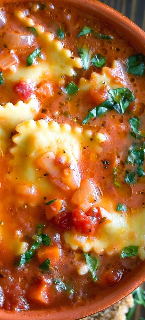 Tomato Ravioli Soup, Italian Ravioli Soup, Meatball And Ravioli Soup, Mushroom Ravioli Soup, Ravioli Recipe Soup, Creamy One Pot Ravioli Soup, Ravioli Soup Recipe Easy, Soup Recipes With Ravioli, Rainy Day Supper Ideas