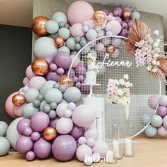 Purple Balloon Garland, Lavender Balloons, Purple Balloon, Deco Ballon, Gold Confetti Balloons, Pastel Balloons, Purple Balloons, Girl Birthday Decorations, Garland Arch