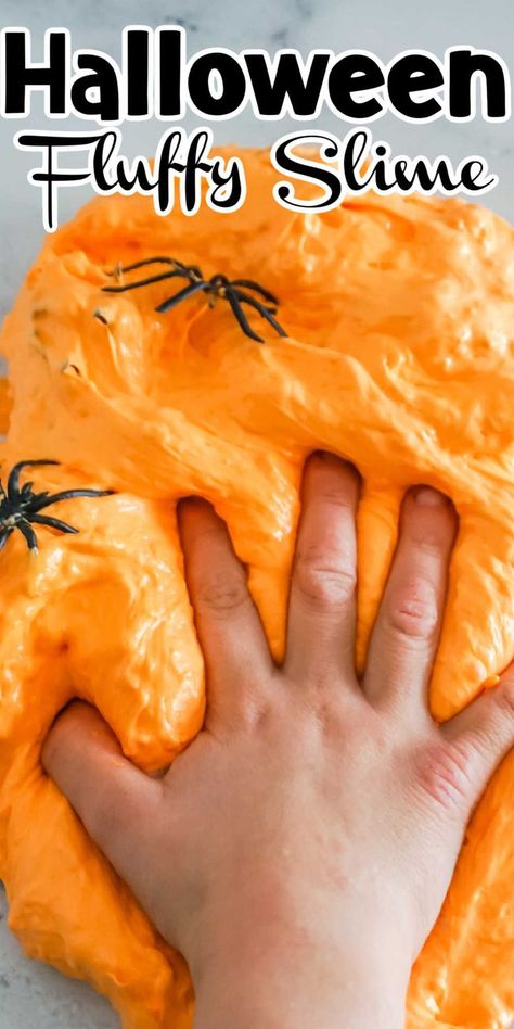 Learn how to make fun and festive Orange Halloween Fluffy Slime without borax, ideal for Halloween celebrations. Halloween Fluffy Slime, Fluffy Pumpkin Slime, Taste Safe Slime Recipes, Halloween Slime For Kids, Slime Recipe Halloween, Diy Halloween Slime, Slim Ideas, Safe Slime Recipe, Halloween Slime Recipe