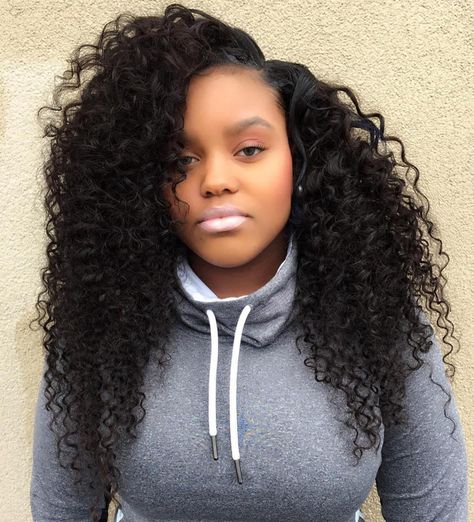 curly black weave hairstyle Black Curly Weave Hairstyles, Curly Sew In Weave, Weave Hairstyles For Black Women, Wavy Weave Hairstyles, Sew In Weave Hairstyles, Curly Sew In, Long Weave Hairstyles, Short Weave Hairstyles, Black Hairstyles With Weave