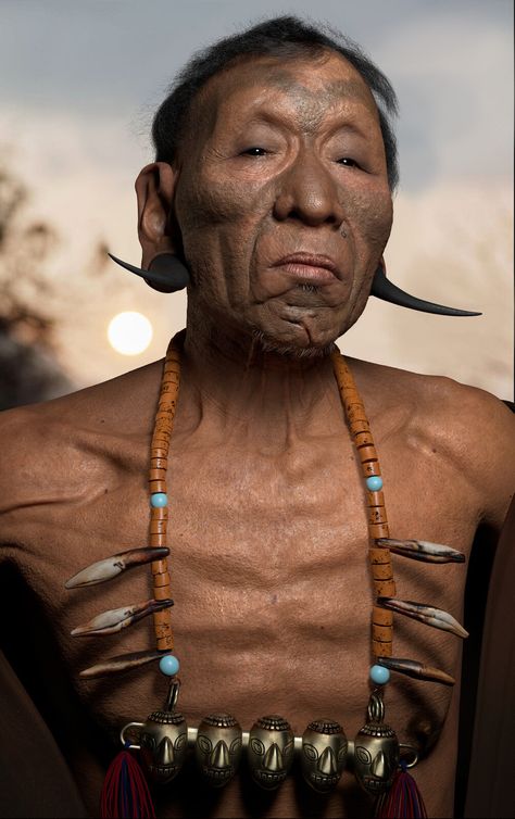 KONYAK Tribe, Rishikesh Nayudu on ArtStation at https://www.artstation.com/artwork/aYL63L Konyak Tribe, Creepy Facts, Rishikesh, Skin Texture, Zbrush, Good Skin, Realism, How Many, Painter