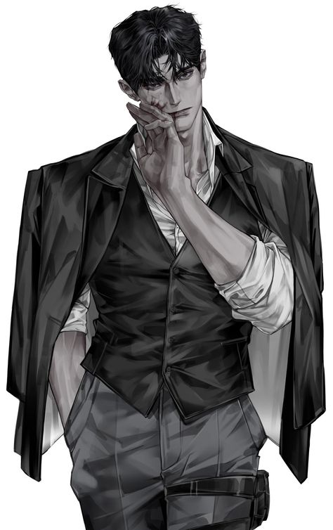 Mysterious Man Art, Black Haired Male Character Art, Mafia Drawing Reference, Anime Men In Suits, Fictional Characters Men, Boys Drawing, Drawing Ideas Aesthetic, Persona Anime, Fictional Men