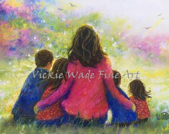 Fine art prints and paintings. by VickieWadeFineArt on Etsy Mother Daughter Art, Mother Garden, Ballerina Painting, Loving Mother, Four Sisters, Love Wall Art, Three Daughters, Painting Of Girl, Cover Paper