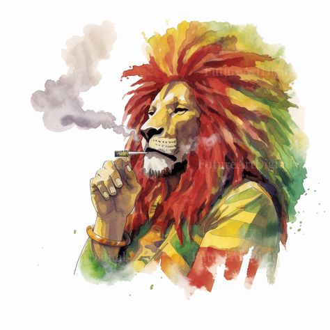 Rastafari Aesthetic, Rasta Artwork, Rastafarian Art, Lion Printable, Rastafari Art, Rasta Art, Reggae Art, Bob Marley Art, Rasta Lion