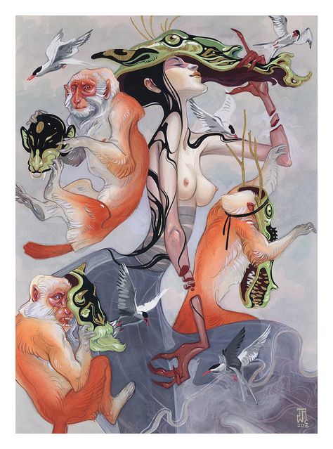 JAW Cooper Paints Exotic New Worlds in Her Mixed Media Series “Viscera” | Hi-Fructose Magazine Jaw Cooper, Audra Auclair, Pop Surrealism Lowbrow, Digital Portrait Art, Artist Interview, Lowbrow Art, Pop Surrealism, Inspiring Art, Illustration Inspiration