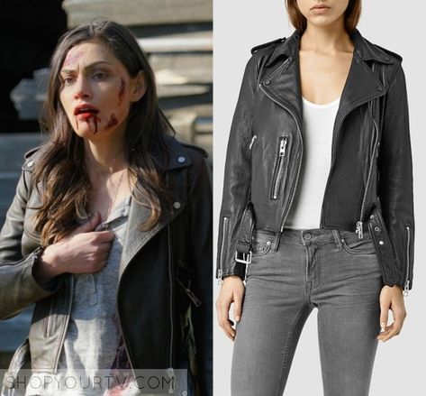 The Originals Fashion, Outfits, Clothing and Wardrobe on The CW's The Originals Hailey Marshall Outfits, Hayley Marshall Outfit The Originals, The Originals Hayley Outfits, The Originals Outfits Davina, Hayley Marshall Outfit, Legacies Outfits, Black Tie Front Top, Hope Mikaelson Leather Jacket, Wolf Queen