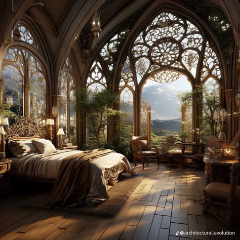 Design Bedroom Aesthetic, Bedroom Transformation, Castle Bedroom, Architecture Renovation, Fantasy Bedroom, Indoor Greenery, Fantasy Rooms, Modern Bedroom Interior, Castles Interior