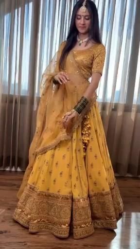 Please Re-Pin for later 😍💞, #ad, cheap saree, engagement lehenga, sarees shop near me, wine colour suit, crop top with palazzo and shrug for wedding Heavy Yellow Lehenga, Yellow Lahnga Design, Yellow Lehenga Look, Yellow Lehenga For Wedding, Lehenga Looks Style, Simple Lehengas Indian, Lehenga Designs Rajasthani, Heavy Lehenga Indian Weddings, Lehenga Designs Yellow