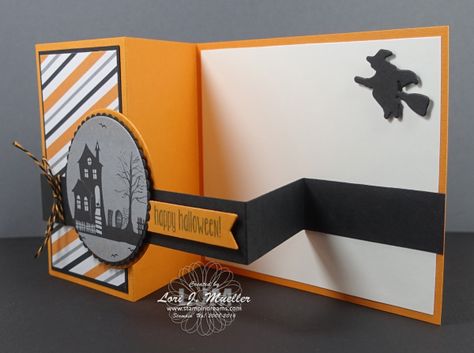 Halloween Cards Diy, Z Cards, Halloween Paper Crafts, Month Of September, Carte Halloween, Halloween Cards Handmade, Hello Hello, Fancy Fold Cards, Up Halloween