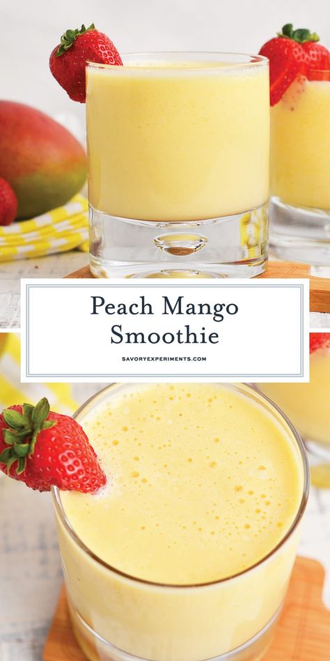 Best Morning Smoothie, Peach Mango Smoothie Recipe, Mango Peach Smoothie, Peach Mango Smoothie, Morning Smoothie Recipes, Juice Blends, Peach Smoothie Recipes, Mango Smoothie Recipes, Iced Drinks Recipes