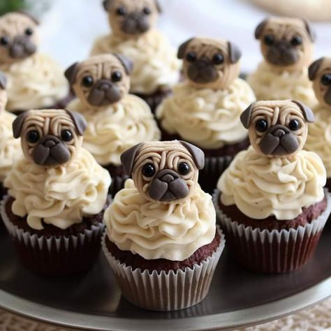 Pug Cupcakes, Puppy Cupcakes, Dog World, October 25, Dogs Of The World, Pug Dog, Cake Art, Pug, Healthy Snacks