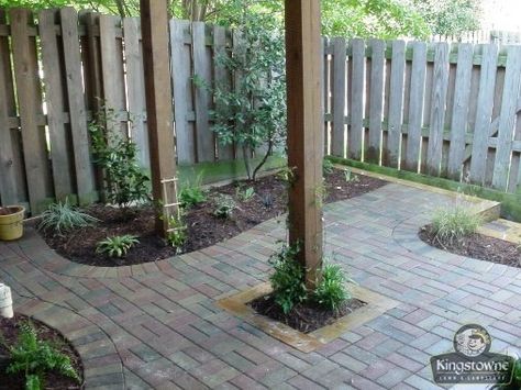 Backyard Townhouse, Townhome Patio, Under Deck Landscaping, Townhouse Landscaping, Townhouse Backyard, Patio Under Decks, Paver Ideas, Under Deck, Paver Patios