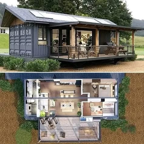 Small House Blueprints, Shipping Container House Plans, Building A Tiny House, Building A Container Home, Small House Design Plans, Container House Plans, Modern Tiny House, Container Home, Tiny House Interior