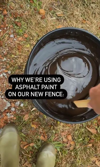 Woman Ditches Regular Black Paint for Asphalt Paint on Fence for Genius Reason - Dengarden News Paint Fence Ideas Backyards, Black Fence Paint, Black Garden Fence, Termite Prevention, Black Deck, Black Fence, Painted Post, Building A Fence, White Picket Fence