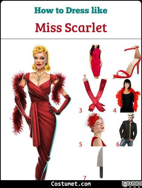 Clue Ms Scarlet, Cluedo Halloween Costumes, Clue Miss Scarlet Costume, Scarlet From Clue Costume, Mrs Scarlett Clue, Yvette Costume Clue, Mrs Scarlett Clue Costume, Scarlet Clue Costume, Ms Peacock Costume Clue