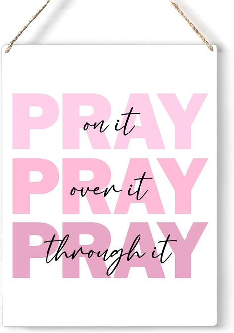 Pink Christian Gifts for Women, Pink Dorm Decor, Pink Room Decor for Teen Girls, Pink Bathroom Room Home Office Decor, Pink Christmas Decor, Pray on It sign 8 x 10 Inches Christian Girl Room, Office Decor Pink, Pink Dorm Decor, Dorm Decor Pink, Pink Christian, Christian Flag, Pray On It, Pink Dorm, Pink Christmas Decor