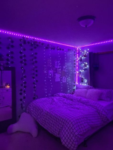 50 wonderful neon rooms ideas // aesthetic interiors rooms #decorlife #doperooms #interiors Aesthetic Room Ideas Purple, Purple Preppy Room Ideas, Purple Room Ideas Aesthetic, Bedroom Inspirations Led Lights, Bedroom Ideas Big Room, Bedroom Ideas For Small Rooms For Teens, Purple Aesthetic Room Ideas, Led Lights Bedroom Ideas Decoration, Led Room Aesthetic