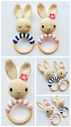 Crochet Rattle Amigurumi PDF Free Pattern Teether Pattern, Bunny Ideas, Crochet Baby Projects, Crochet Baby Mobiles, Crochet Toys Free Patterns, Brown Bunny, Crochet Toys Free, Amigurumi Plush, Crochet Dolls Free Patterns