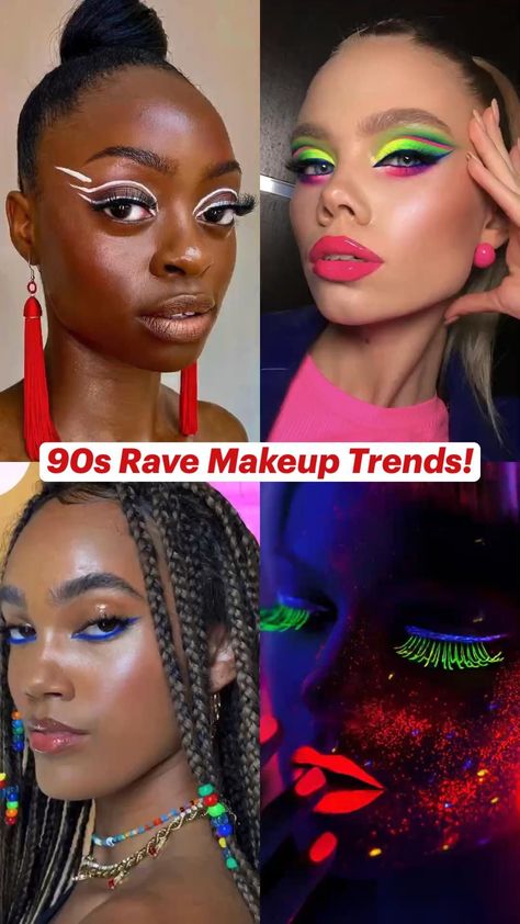 90s Rave Makeup Trends! #90smakeup Check more at https://breaknews-dac341.ingress-erytho.ewp.live/90s-rave-makeup-trends-90smakeup/ 90s Rave Makeup, Neon Outfits Party, 1990s Rave, 90s Rave Fashion, 1960's Makeup, 1980's Makeup, 90s Rave, 90s Makeup, Diy Fashion Projects